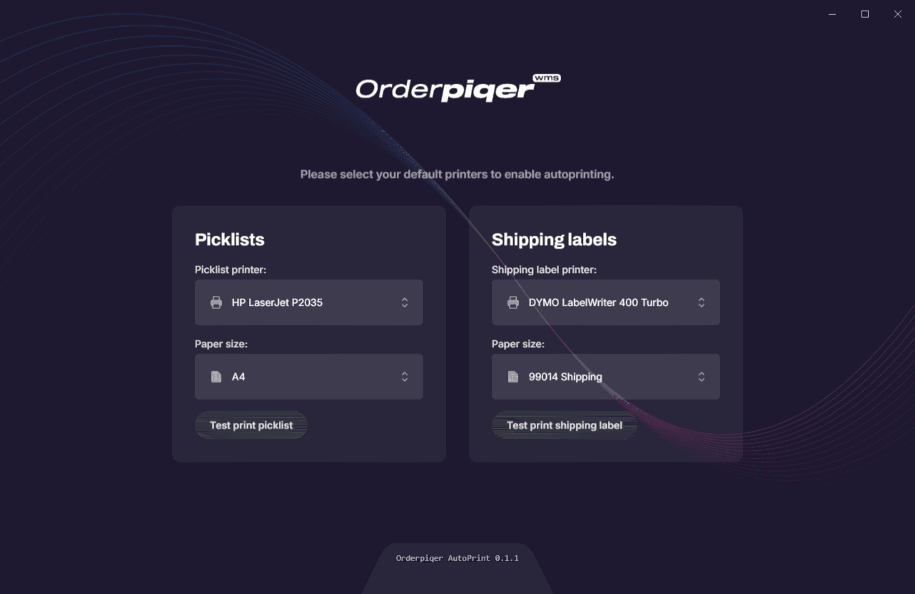 Orderpiqer WMS - AutoPrint